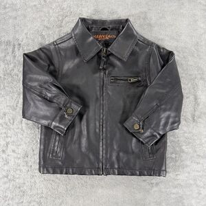 Hawke & Co Bomber Jacket Black Faux Leather Moto Retro  Biker Boys Size 3T